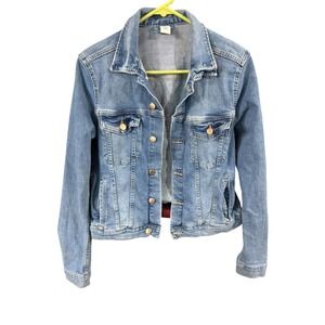 HM &Denim Light Wash Blue Trucker Jean Jacket Womens Size Medium M P/N 03990611